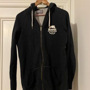 Black Full Zip Long Roots Sweater